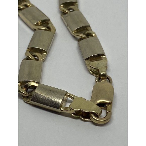 14k Two-tone Polished Gold Fancy Link Bracelet 8 inch” Links 19mm Wide 3mm Thick - Picture 8 of 9